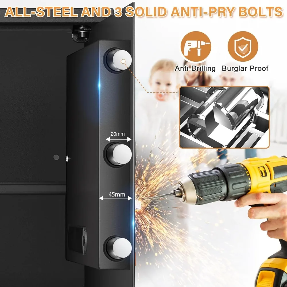 Large 3.3 Cubic Foot Home Safe - Fireproof, Waterproof, Anti-Theft with Digital Keypad, Spare Keys, and Removable Shelf