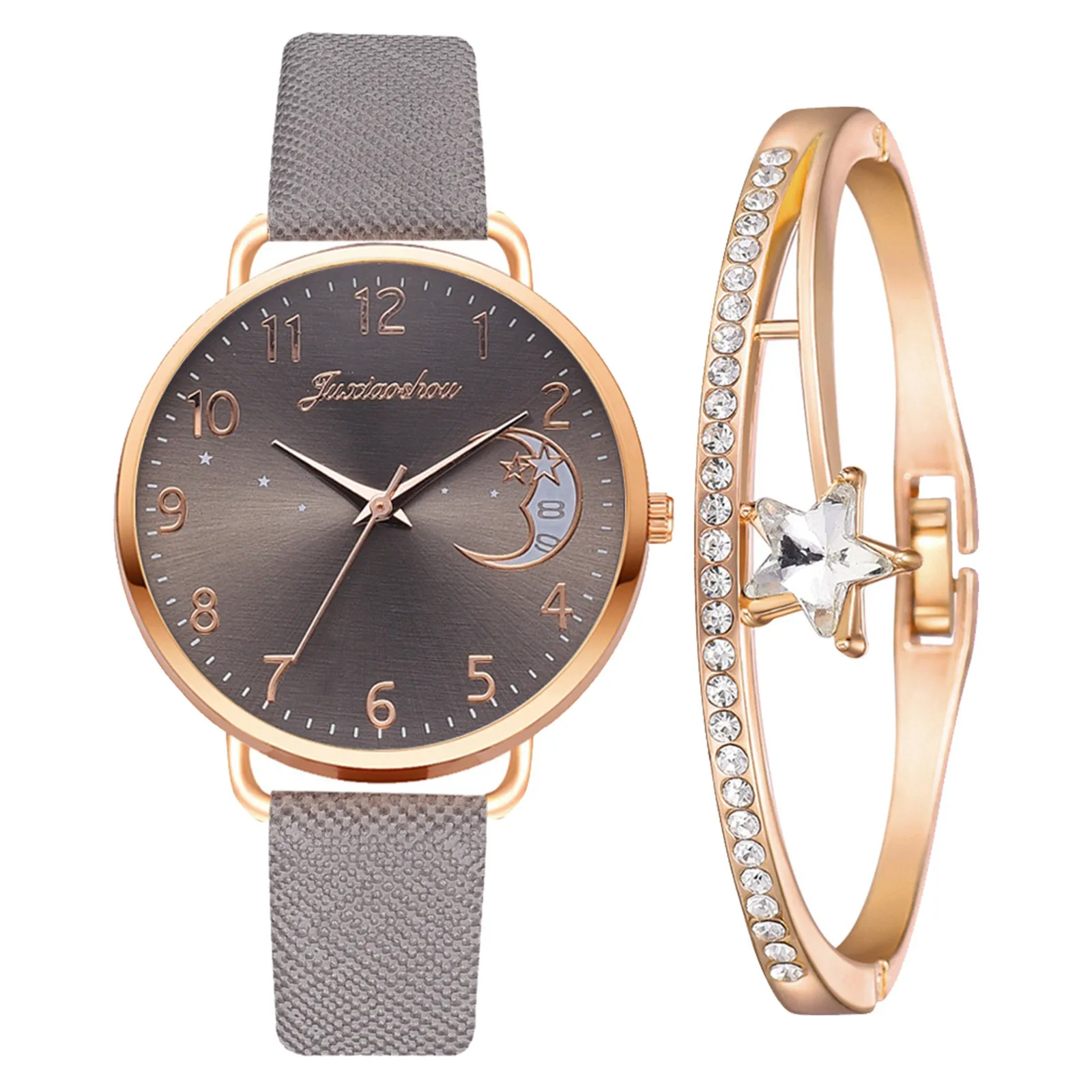Relojes de pulsera para mujer, conjunto de reloj de pulsera de cuero, reloj de cuarzo analógico, regalos para mujer