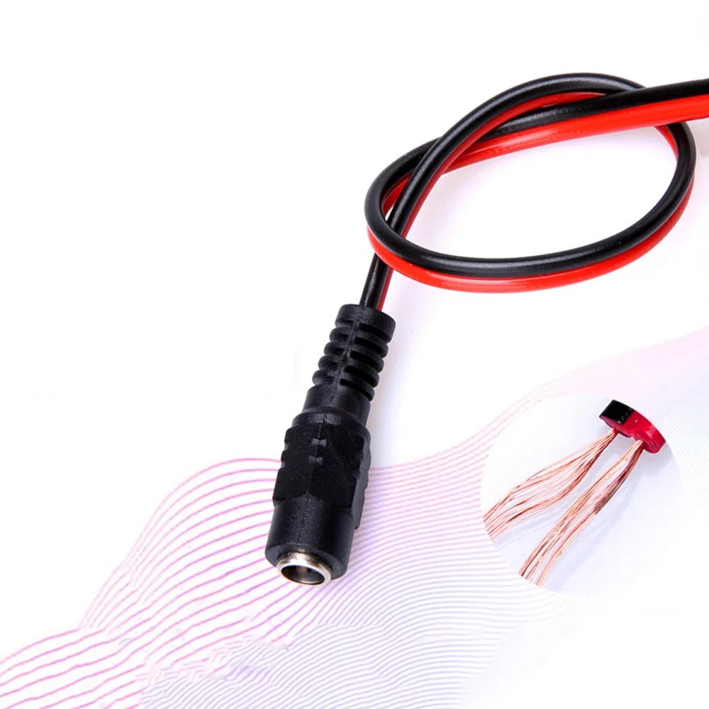 DC Power Pigtail Cabo Jack para Câmera CCTV, Conector Masculino, Extensão, 12V, 24V, 5.5x2.1mm, 5Pcs