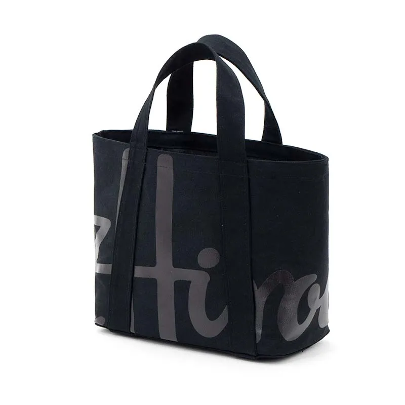 

Fashion Ladies Black Mini Cotton Logo Tote Bag for Women Shopping Bucket Shape Canvas Handbag