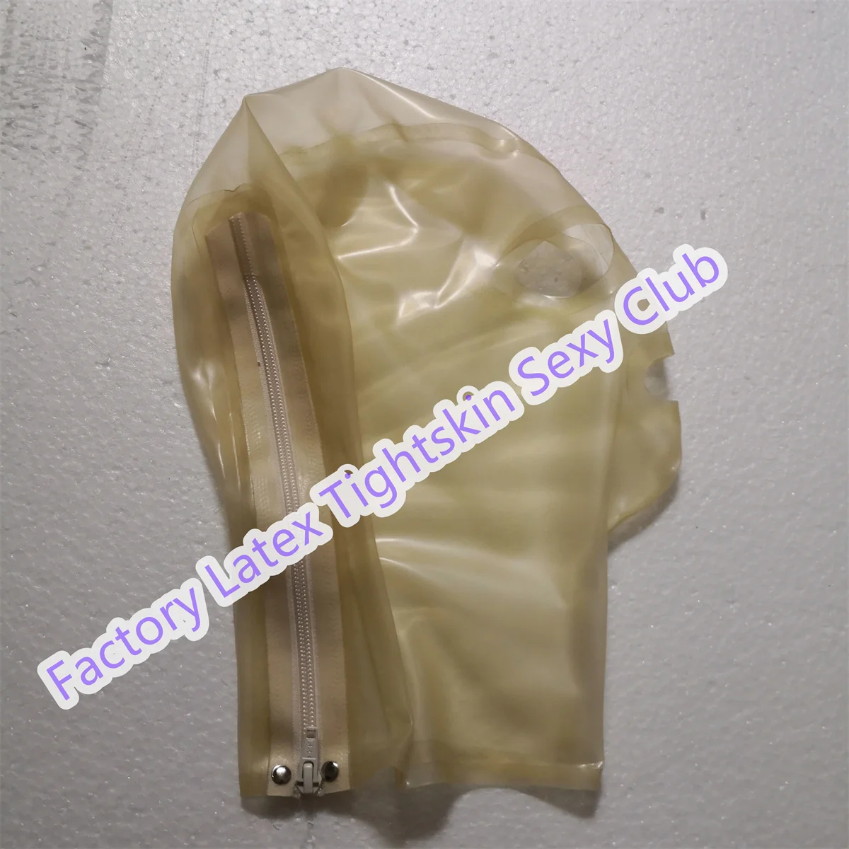 

Latex Hood Back Zipper Open Transparent Color for Catsuit Rubber Mask Cosplay Club Wear Costume