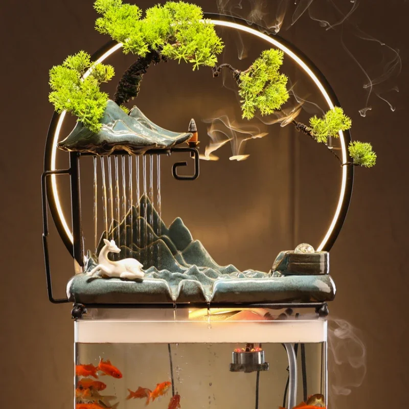 Tank Landscape Decoration Home Office Desk Surface Panel Living Room Relocation and Opening Decoration Gift