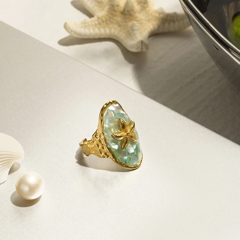 

ROXI | Metal Starfish Gold Ring Stainless Steel for Women Trendy Stone Chic Jewelry Plated 18k Stylish 2025