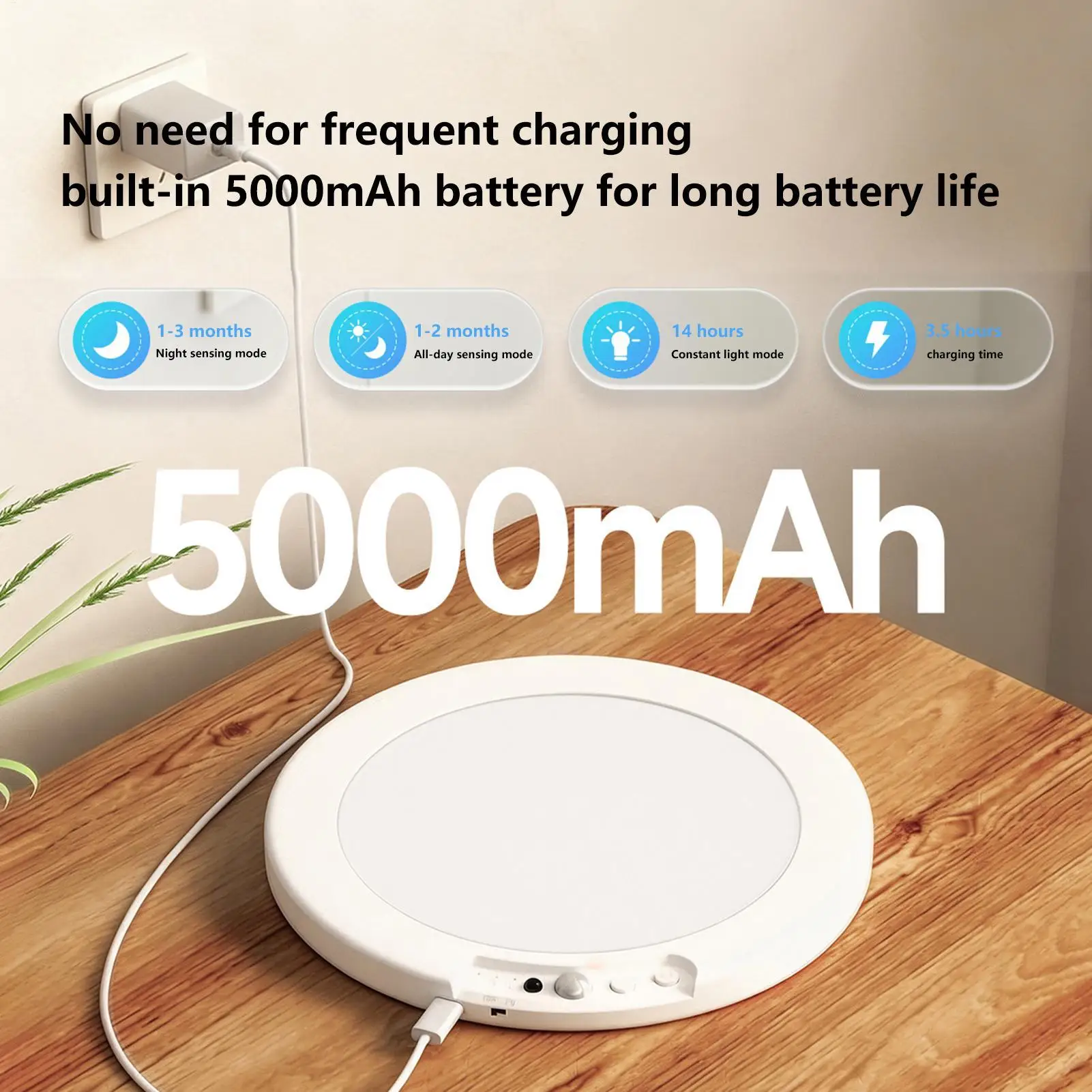 Picture 4: Battery Powered Ceiling Light 3-Color Adjustable Magnetic Ceiling Light Indoor Closet Night Lamp For Home Pantry Shower Stair
