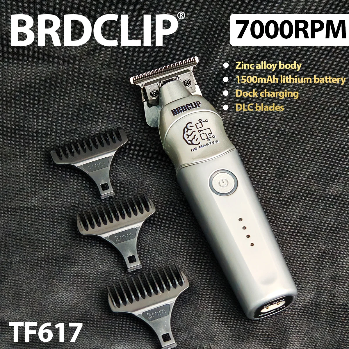 Professional BRDCLIP TF-617 Zinc Alloy Body DLC Blade Salon Home Beard Sideburns Trimmer Men's Hair Clipper Trimmer for Men