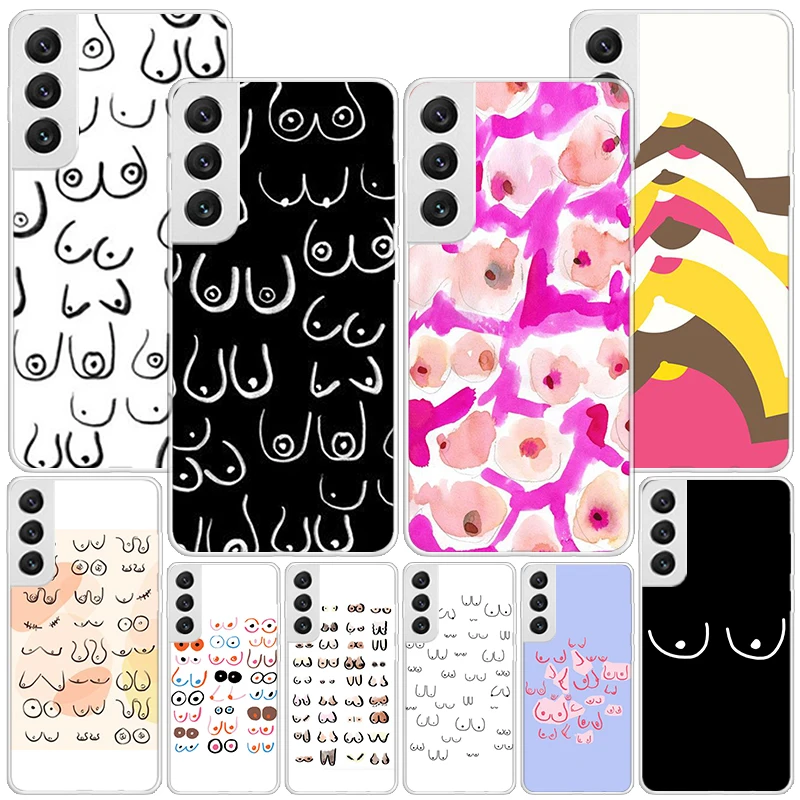 Boobs Art Print Phone Case For Samsung Galaxy S24 S25 Ultra S23 S22 S21 Plus S20 FE S10E S10 + Personalized Print Cover S24 Ultr