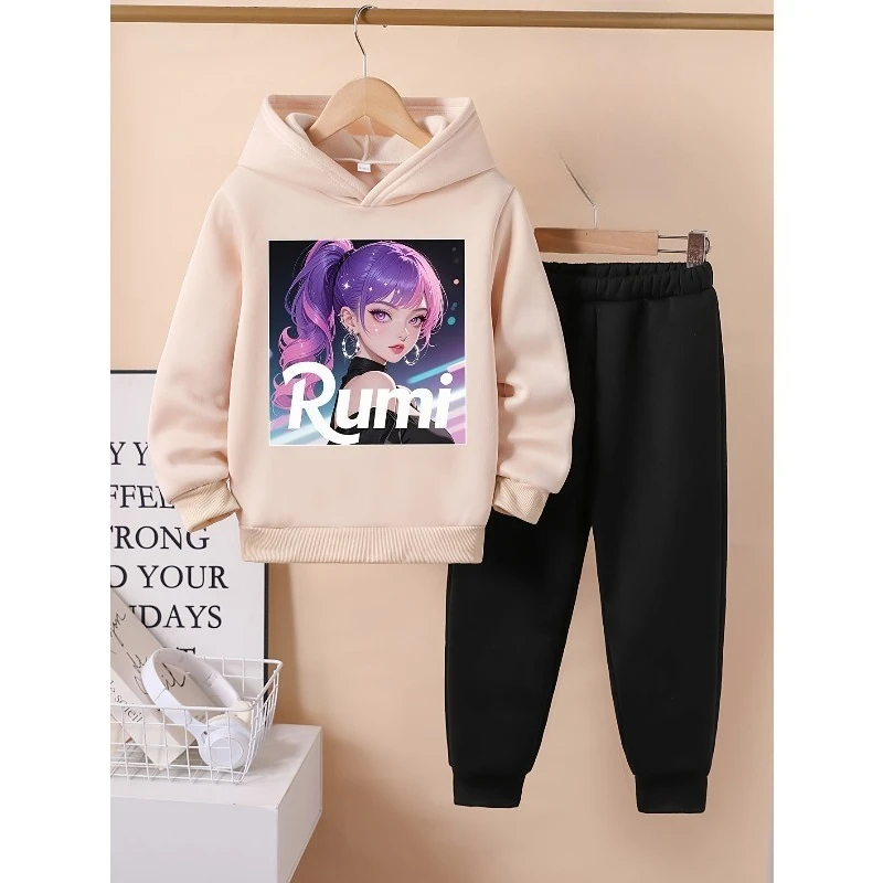Мода 2025 года KPOP, корейская волна, аниме, милая крутая девушка, узор, толстовка с 3D принтом, брюки, спортивный комплект из 2 предметов для отдыха на открытом воздухе
