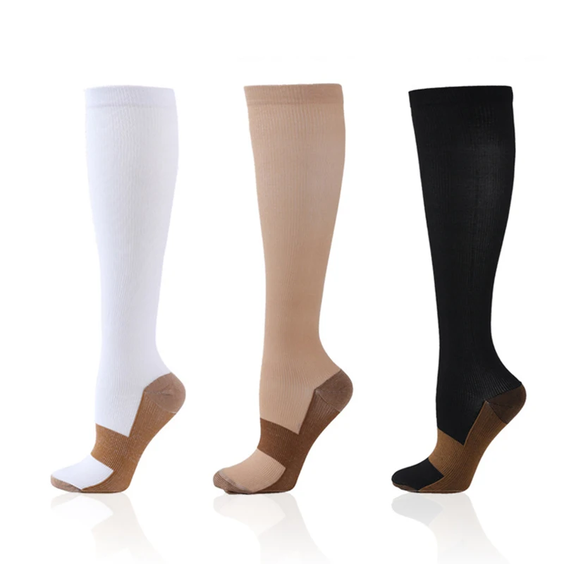 

3PCS Women Men Long Compression Socks Comfortable Anti Fatigue Athletic Nylon Medical Nursing Sport Running Stockings