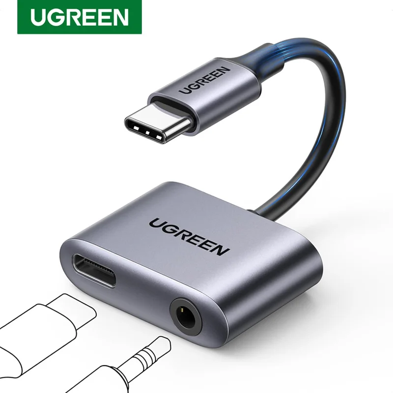 

UGREEN USB C to 3.5mm Headphone Charger USB C to AUX Cable Adapter Type C 3.5mm AUX Earphone Converter for Huawei Samsung
