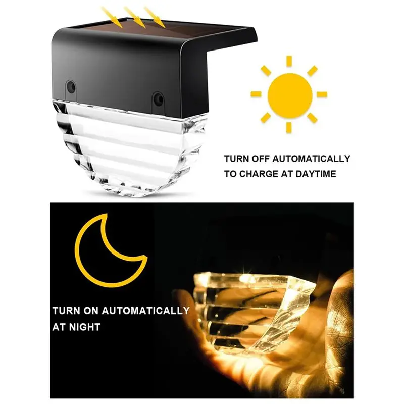 AA94-Solar Wall Lamp Deck Lamp Outdoor Wall Lamp Home Waterproof Courtyard Garden Layout Balcony Yard Ladder Fence Durable 6PCS