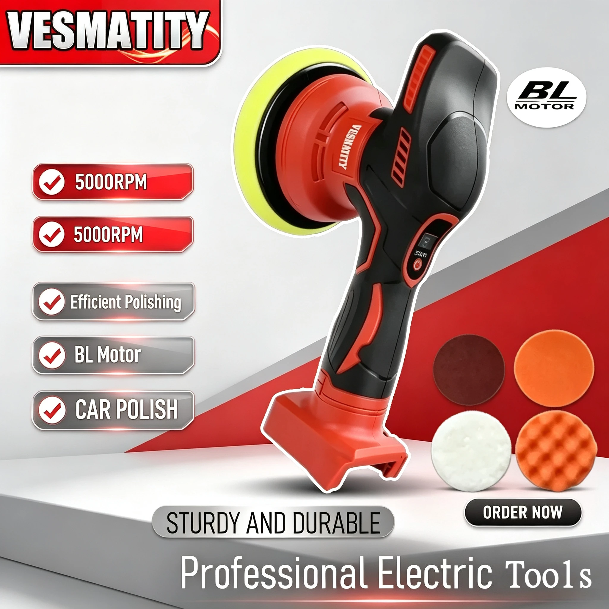 2026 hot sale digital display cordless car polisher for waxing sanding grinding professional tool for 18V Milwaukee battery