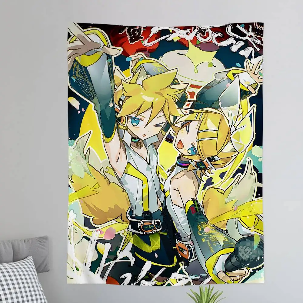 Kagamine Rin And Len cartoon Cartoon Tapestry Art Science Fiction Room Home Decor Wall Hanging Sheets