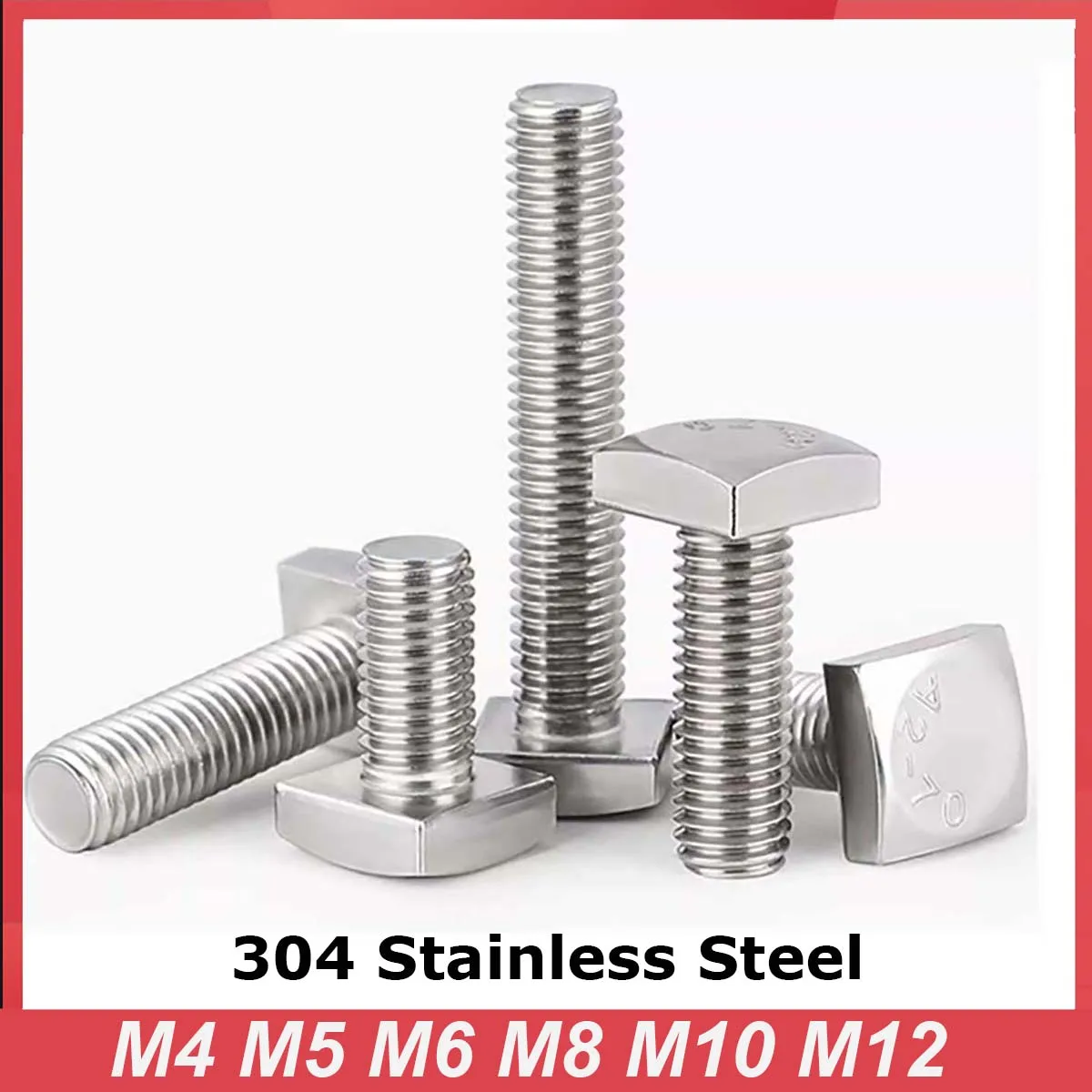 1-20pcs M4 M5 M6 M8 M10 M12 GB35 304 Stainless Steel Flat Square Foursquare Quadrate Shape Type Head Machine Screw Bolts