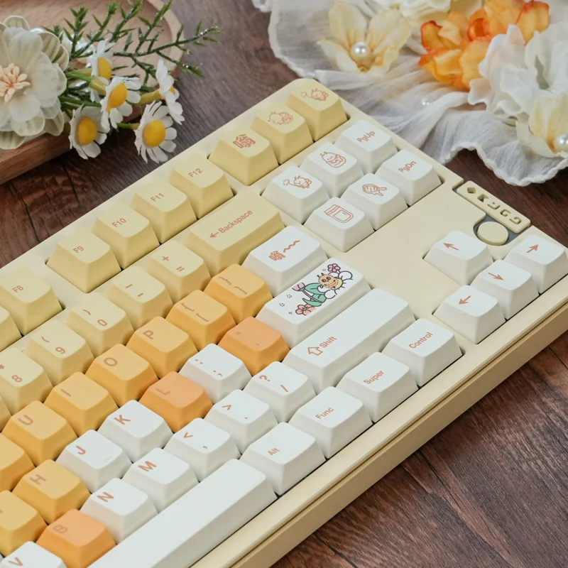

FBB Keycaps Honey PBT DYE SUB Keycaps Set for Cherry Profile Mechanical Keyboards Keycap Cute DIY Custom Gift For Grils Lovers