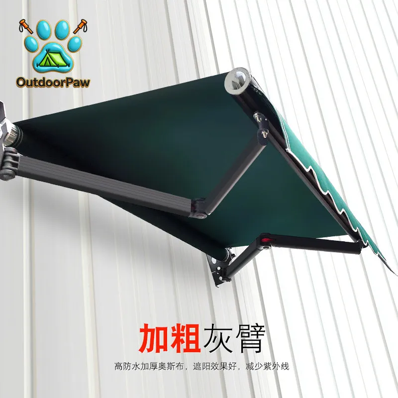 Spot bold outdoor awning telescopic canopy balcony rainproof aluminum alloy hand-cranked courtyard eaves awning