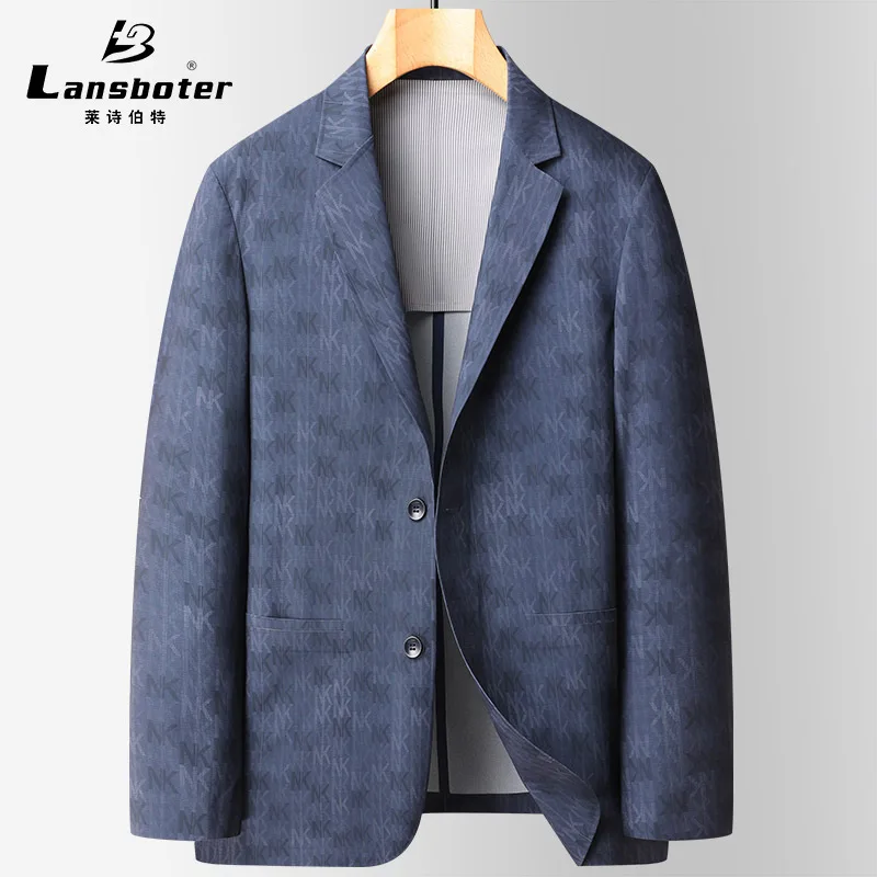 

Lansboter Men's Suit Traceless Pressure Glue Printing Coat Spring Summer Trend Sunscreen Non Ironing Stretch Casual Jacket