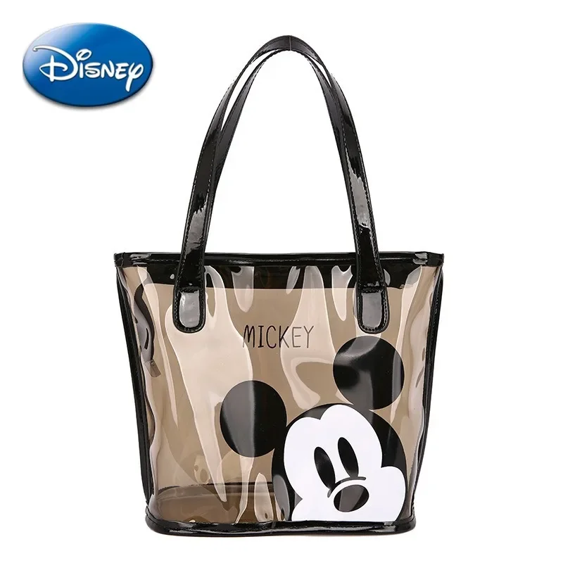 

Disney Mickey Mouse Transparent Handbag Shoulder Bag Cartoon Figures PU Storage Backpack Tote Bag Adult Women Birthday Gifts