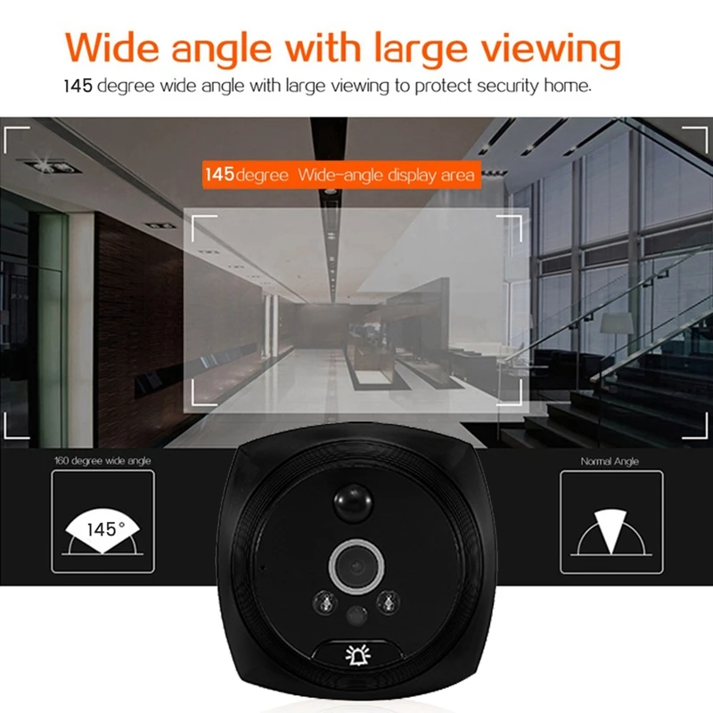 4.5 Inch LCD Screen Digital Doorbell 2MP 145° Night Vision PIR Door Eye Electronic Peephole Door Camera Viewer