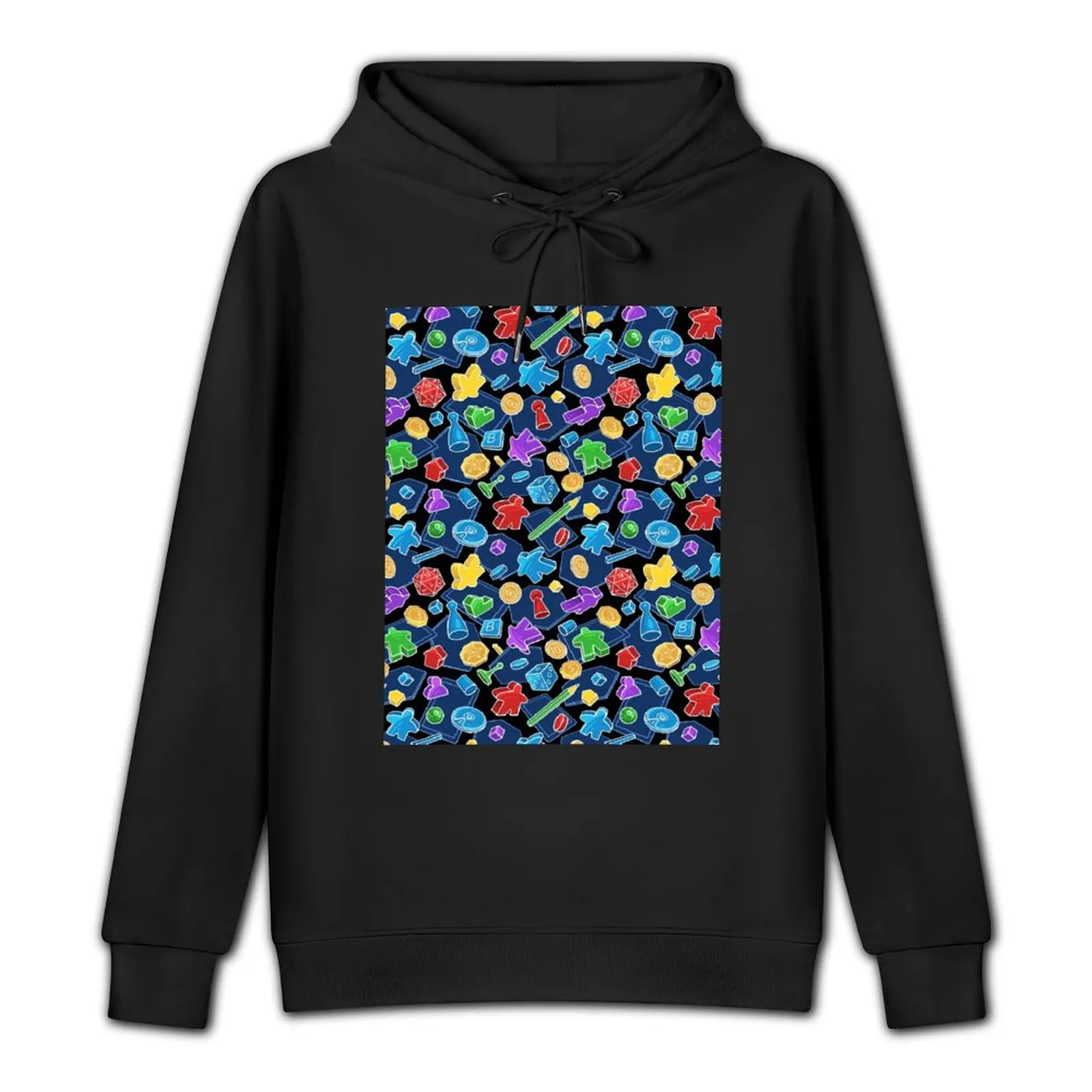 Tabletop Board Game Pieces Pattern Pullover Hoodie japanese style men's hoodies