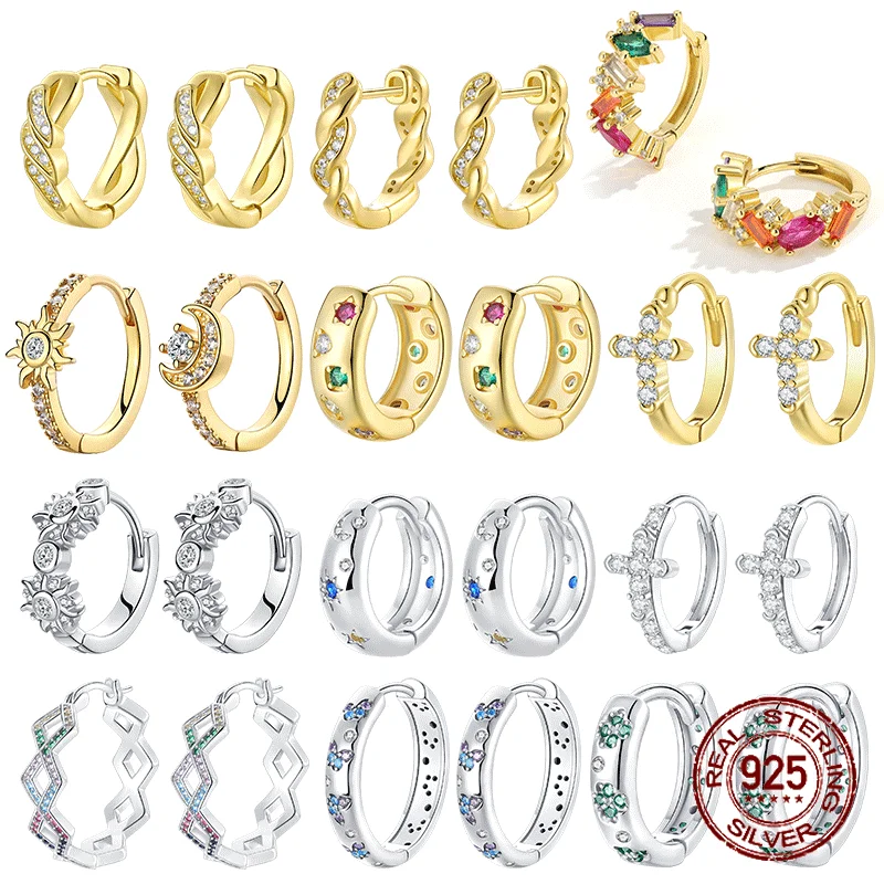 

Классические серьги из серебра 925 пробы со звездами, луной, солнцем и цирконием, золотые серьги-кольца для женщин, помолвка, день рождения, Proluxe, изысканные ювелирные изделия, подарок