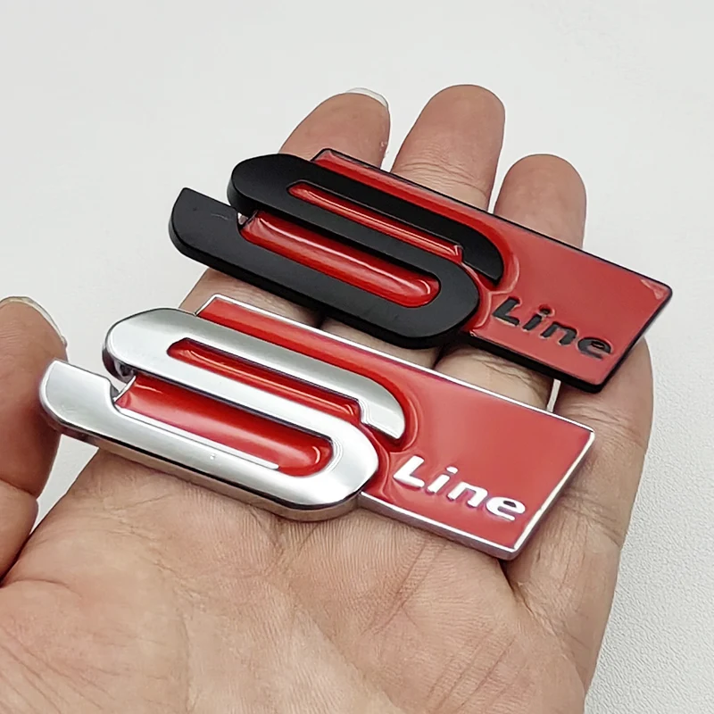 3D Metal S LINE Logo Styling Emblem Car Decal Badge For Audi Sline A1 A3 A4 A5 A7 Q2 Q5 Q7 TT SQ5 SQ7 B6 B7 Sticker Accessories