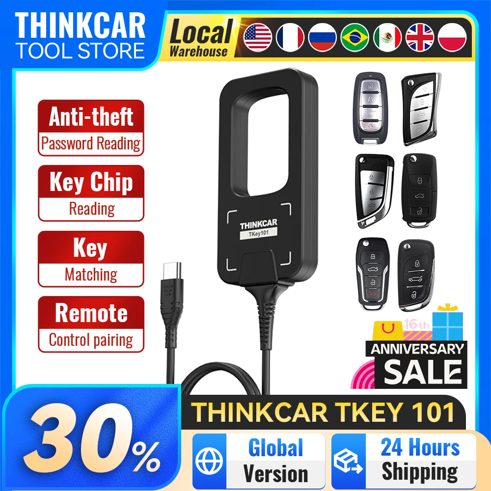 

Инструменты для программирования автомобиля THINKCAR Tkey 101, 6 блоков, дистанционные ключи, поддержка чипа ключа, чтение пульта дистанционного управления, сопряжение для 689BT 892BT