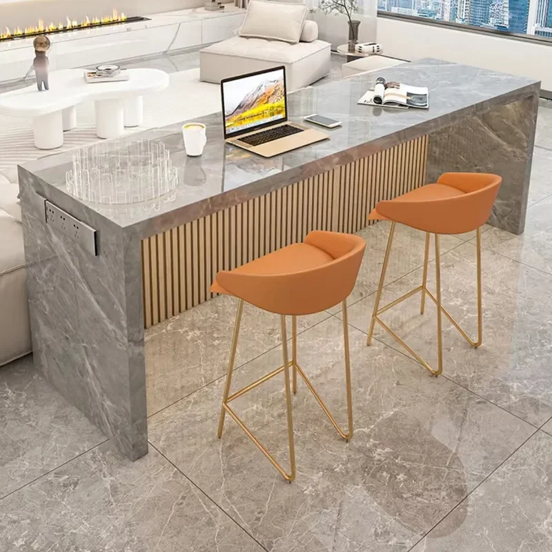 Cream Rock Slab Bar Counter Modern Light Luxury Wall Mounted Table Living Room Partition Wine Cabinet Integrated Home