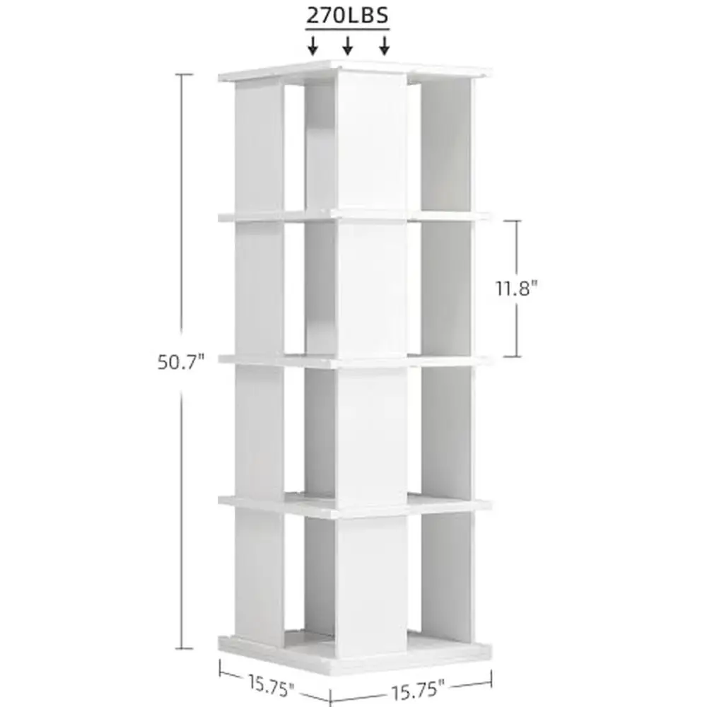 頑丈な木製の回転棚,4つの棚のタワー,積み重ね可能なスイベル,本棚,リビングルームのオーガナイザー,寝室,パイン材,360 ° 回転タワー