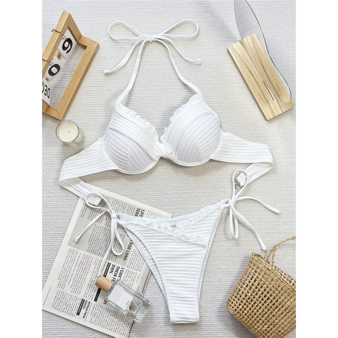 Neuer Neckholder-Bikini mit Rüschen und Bügel-BH, zweiteiliger Badeanzug für Damen, Badebekleidung, Badeanzug, Badebekleidung, Badeanzug, Schwimmbekleidung V5837 – Detail 10