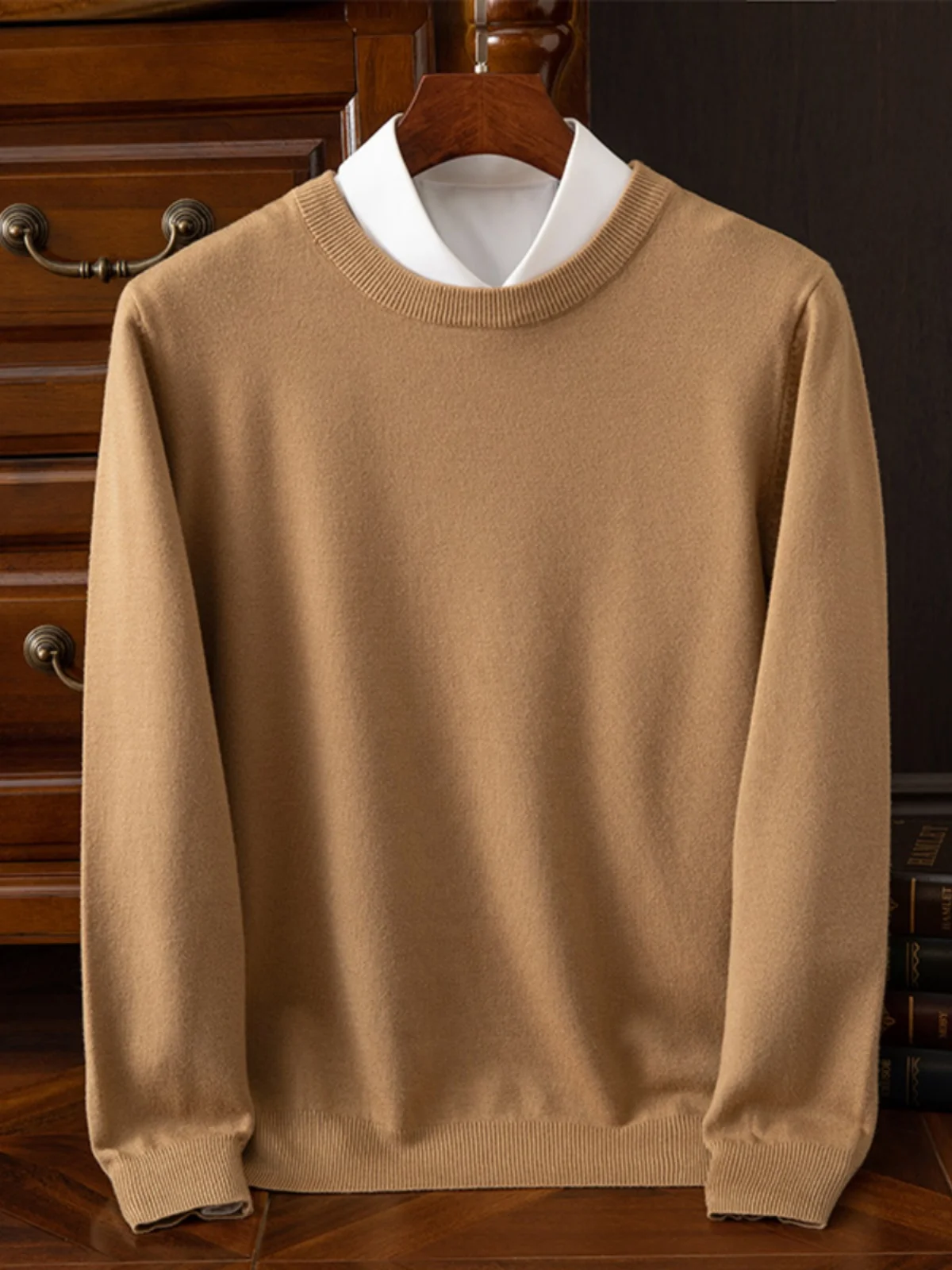 

Новый мужской круглый трикотаж Ne, большой размер, повседневный шерстяной свитер, базовый свитер, облегающий крой, свободная верхняя одежда Fce