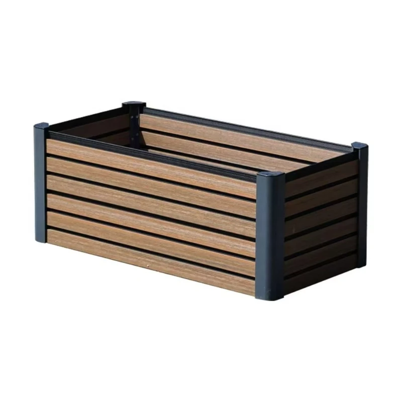Modern Rectangle Large Durable Corrosion Resistant Plastic Wood Planting Box Fence Pot for Garden Balcony Terrace