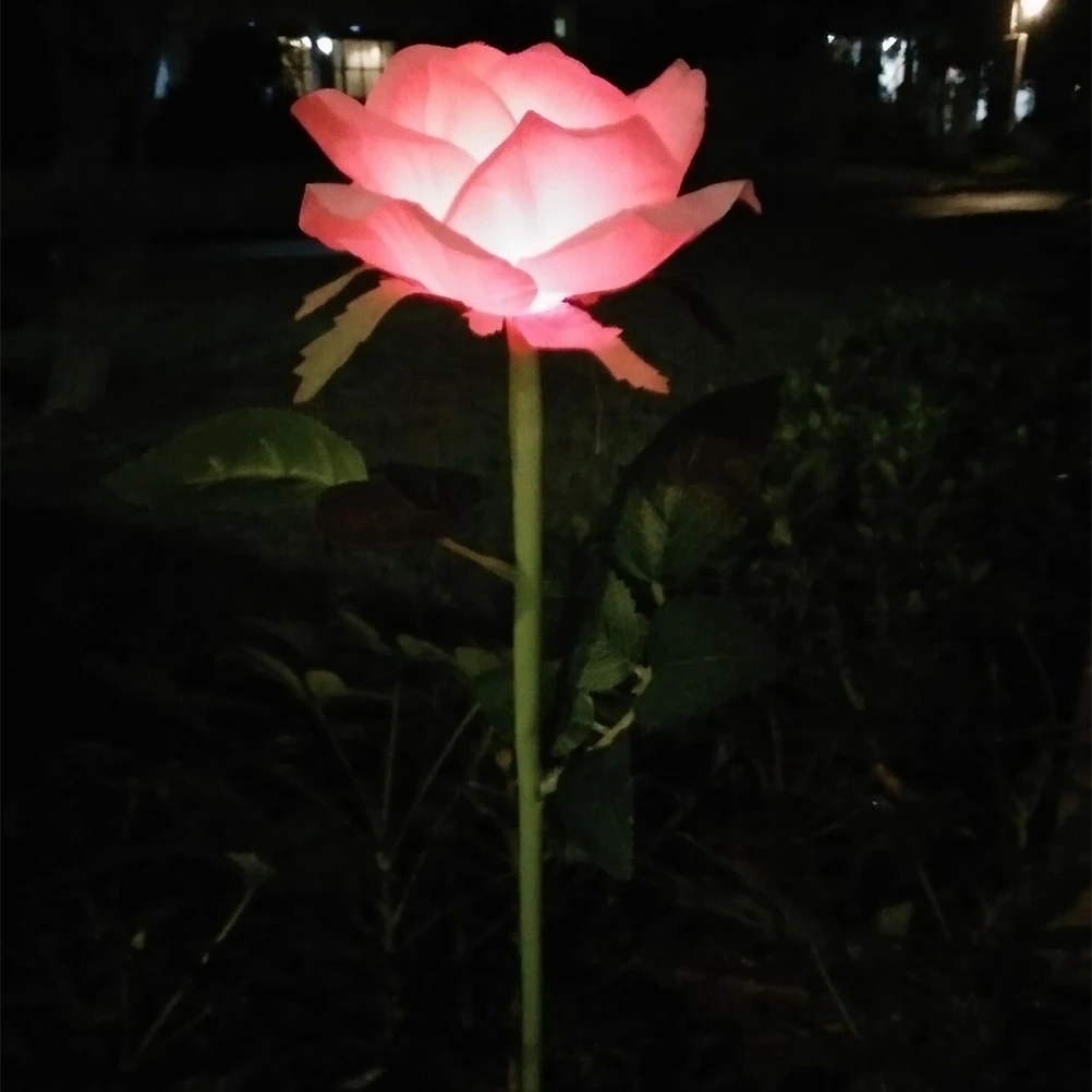 

LED Solar Garden Lights Rose Sea Lawn Garden Lights for Lawn Pathway Yard Driveway Patio Walkway Pool Area-White Light (Pink)