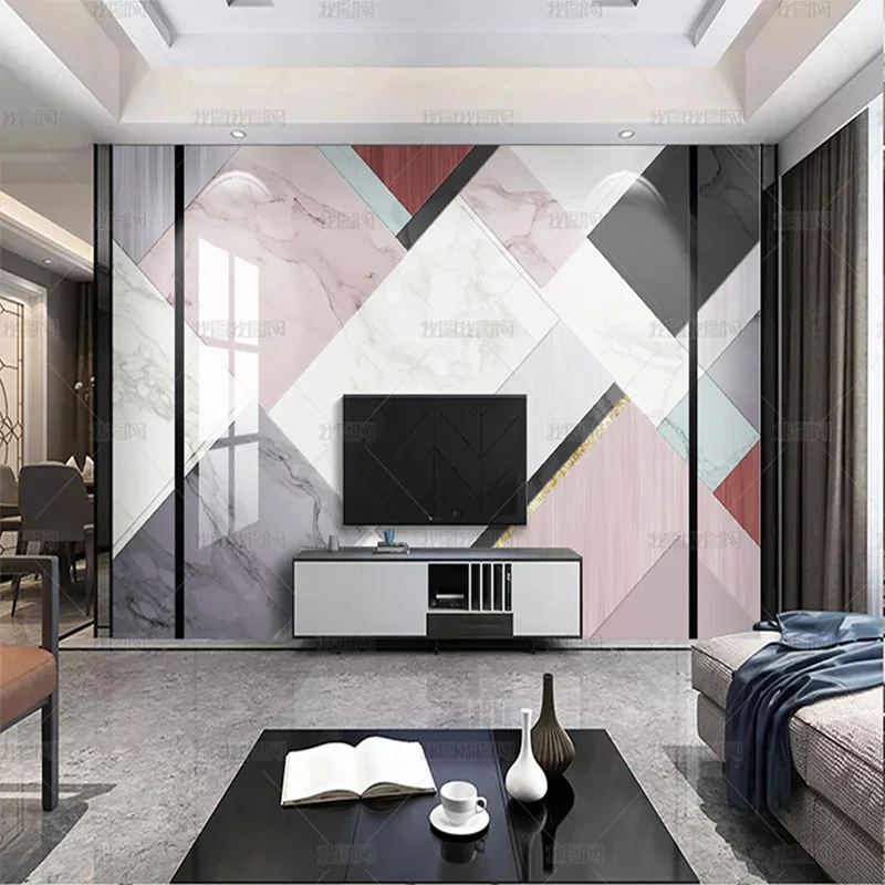 custom 3D abstract metal Grey Jazz white marbling wallpaper simple geometry light luxury living room background wall paper mural