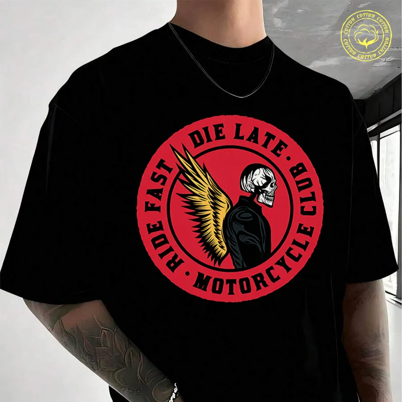 

Men's Moto T-Shirt Fast Ride Motorcycle Club Fashion Casual Street Style Suitable For Travel And Sports Tee
