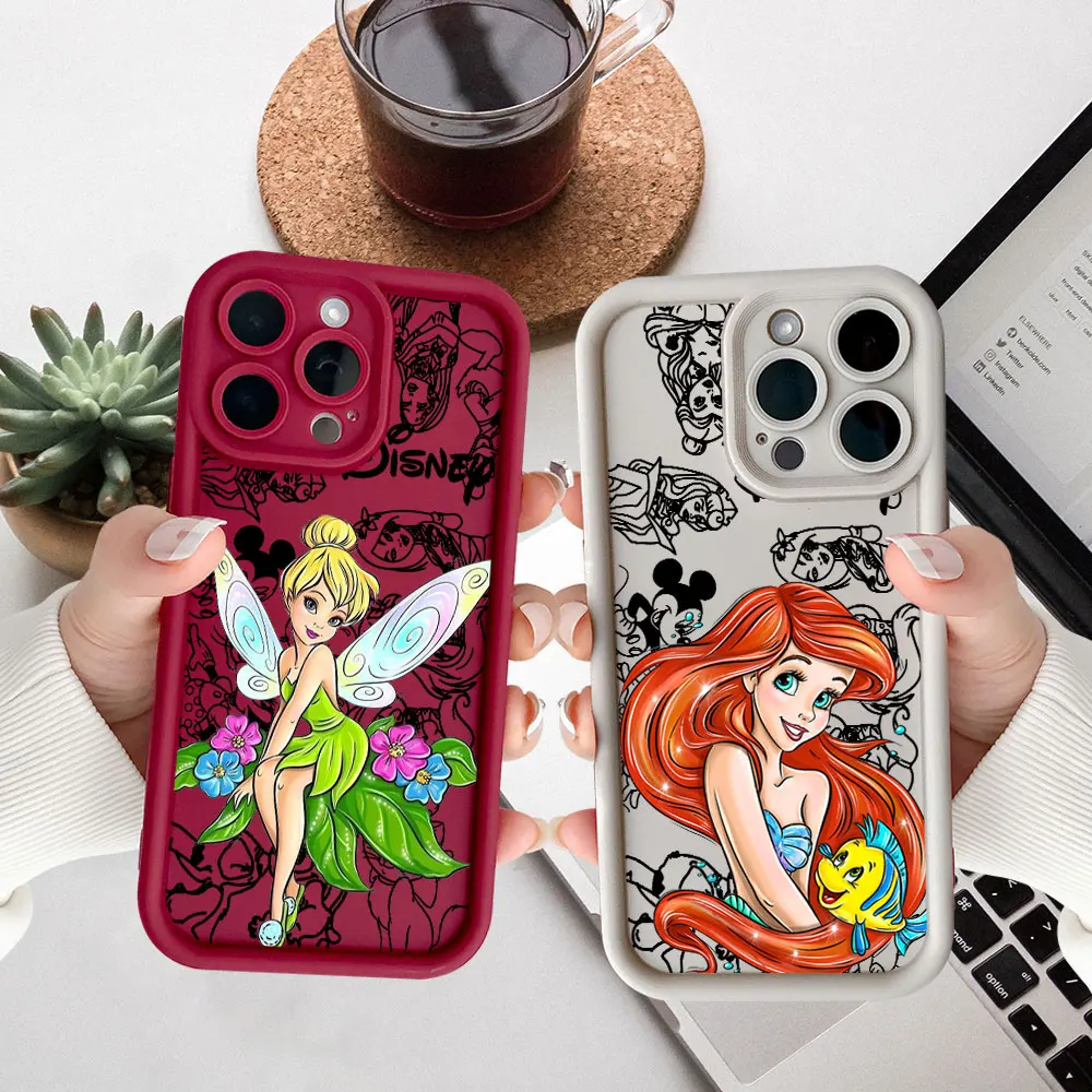 

Disney Princess Mulan Ariel Tinker Bell Phone Case For Redmi Note 14 13 12 ProPlus 12s 11 10 9 9s Pro 5G Liquid Silicone Cover