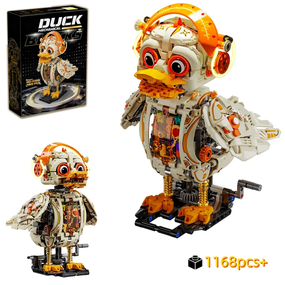 

1168pcs NEW Mechanical Duck Building Blocks with Light Motorized Kit Animal Linkage Model DIY tabletop decoration Gifts for Kids