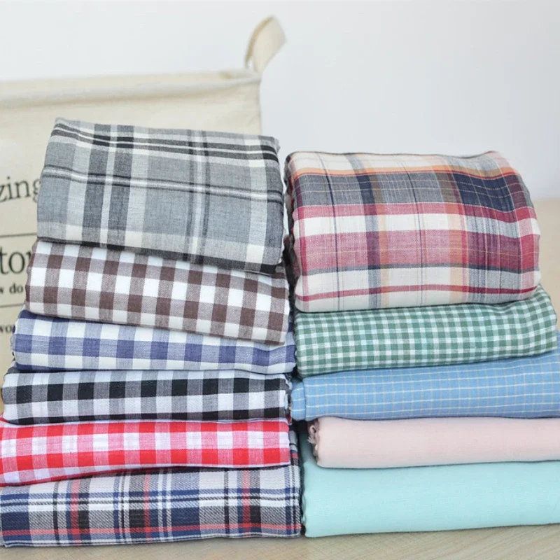 

Double-layer Pure Cotton Fabric Soft Plaid Shirt Dress Apron Scarf Sleepwear Sewing Design Wholesale Material Cloth by the Meter