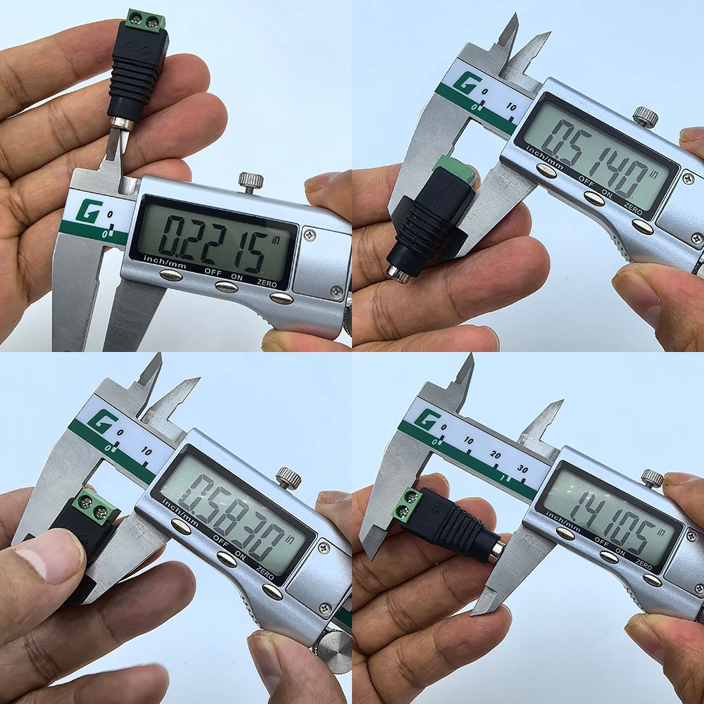 5 Pairs Male and Female Welding-Free DC Plug 5.5*2.1mm Welding-Free DC Female Head Green Terminal Monitoring Power Plug Push-But image 3