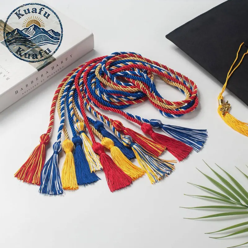1Pc 170CM Tassels Long Rope Double Fringe Trim Tassels Graduation Honor Cords For  DIY Craft Curtain Bachelor Gown Accessories