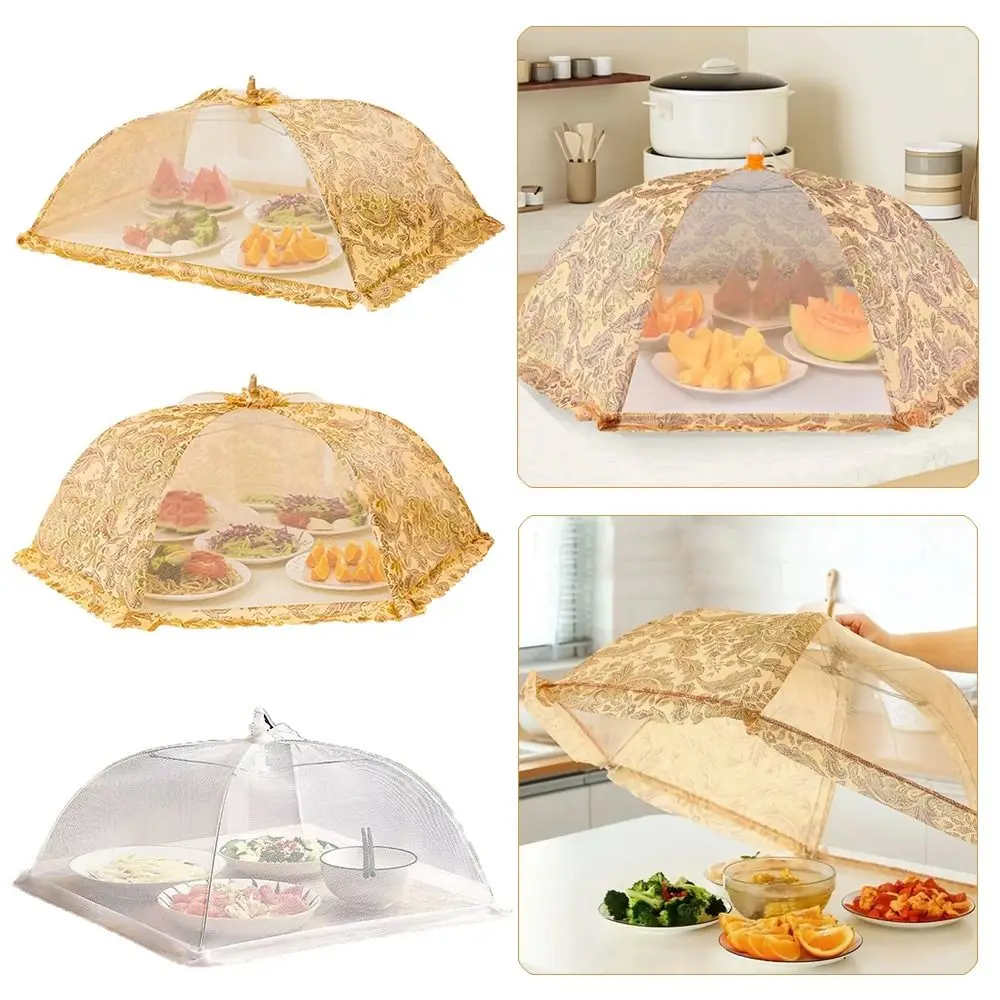 Durable Foldable Food Covers Anti Fly Mosquito Breathable Vegetable Cover Umbrella Dustproof Dining Table Mesh Cover