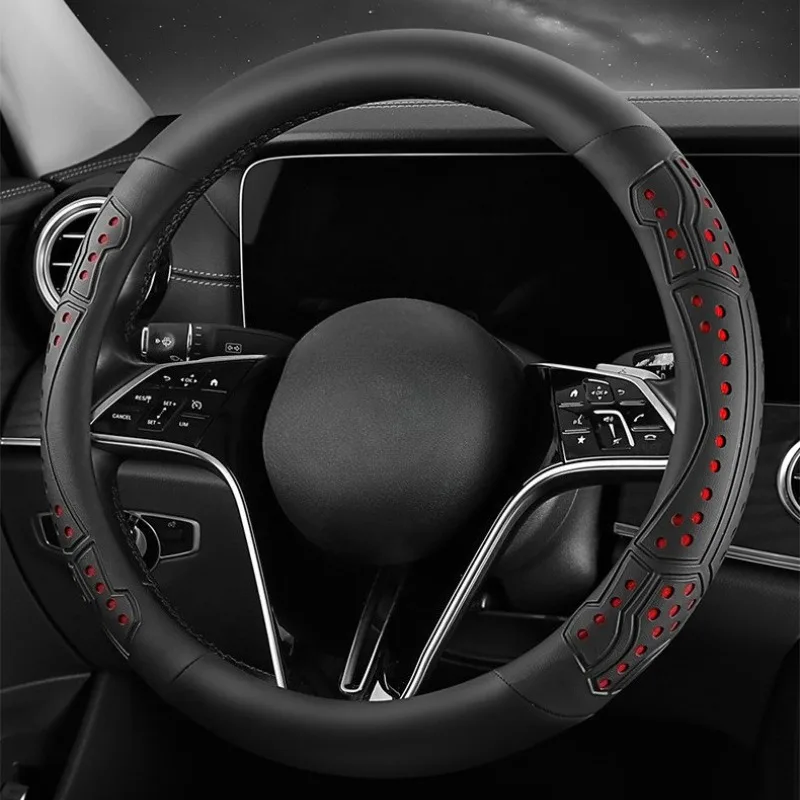 

Кожаный чехол на руль Nappa, нескользящий универсальный автомобильный чехол на руль, аксессуары для салона автомобиля O/D-типа, чехлы на руль