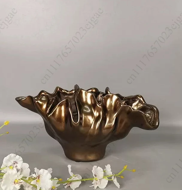 Resin Handicraft Flower Vase Flower Pot Irregular Wave Edge Abstract Resin Basin Floral Arrangement Accessories Home Decoration