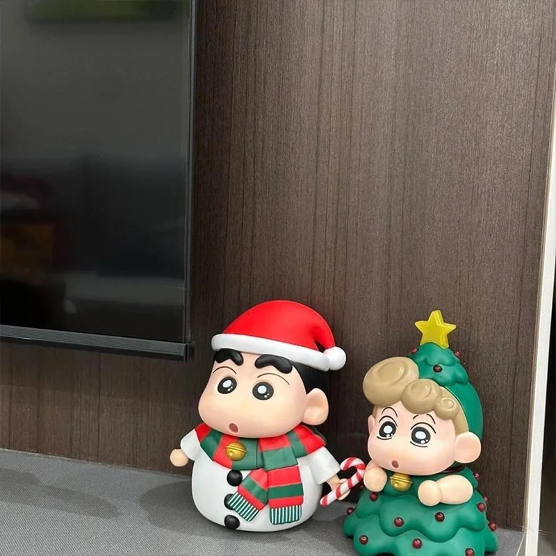 In Stock Crayon Shin-Chan Christmas Snowman Shinnosuke Nohara Christmas Tree Himawari Anime Figure Cute Doll Toys Christmas Gift