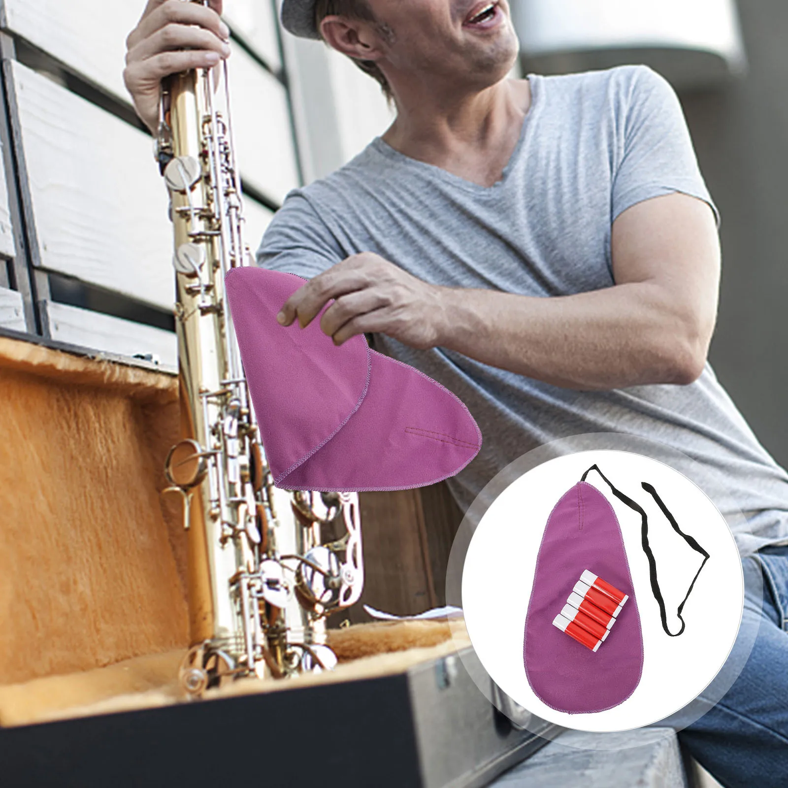 

1Set Musical Instrument Cleaning Kit Saxophone Cloth Durable Reusable Cork Grease Clarinet Flute Piccolo Cleaner