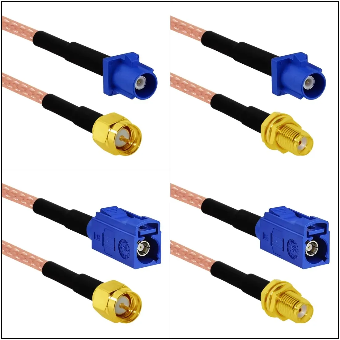 Fakra c typ männlich weiblich blau farbe zu sma stecker buchse pigtail kabel adapter rg316 15cm /30cm/50cm/100cm großhandel neu – Detail 2