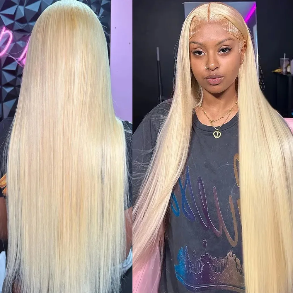 شعر مستعار أشقر مستقيم تسليط الضوء على شعر بشري برازيلي 100% 13x4 13x6 دانتيل أمامي 613 Hd شعر مستعار أمامي من الدانتيل 30 36 بوصة 200 كثافة #1