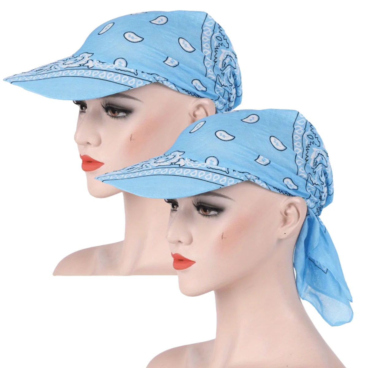 

2pcs Cotton Baseball Cap Turban Square Visor Scarf Hat Women Floral Bandana Headscarf Knot Sun Hat Summer Adjustable