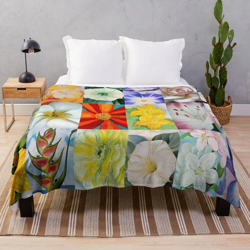 

Georgia O'Keeffe Flowers Throw Blanket Stain Resistant Cozy Warm Blanket