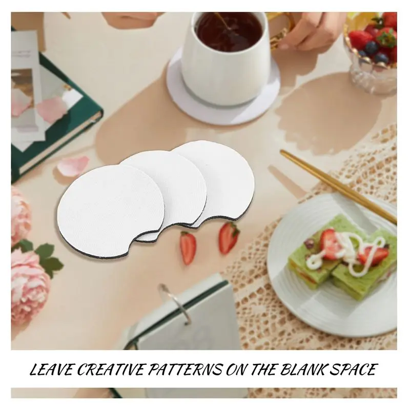 AA83 100 Pcs of Sublimation Blank Car Coasters, Round Opening Blank Coasters, Used for Sublimation DIY Crafts, Car Coasters