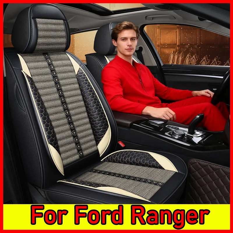 

For Ford Ranger Car seat cover breathable PU leather linen splicing wear-resistant soft waist full wrap 5 seat cover